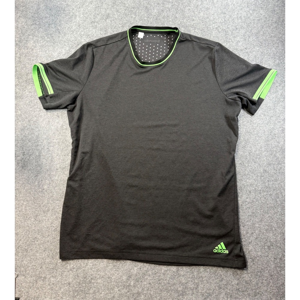 Adidas Climachill Mens Training T-Shirt Grey Lime Green Activewear Large